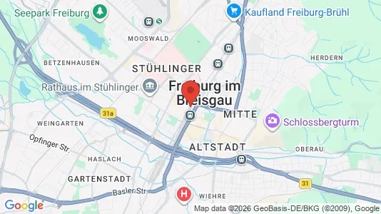 Apartments for rent i Freiburg im Breisgau - kort over placeringen