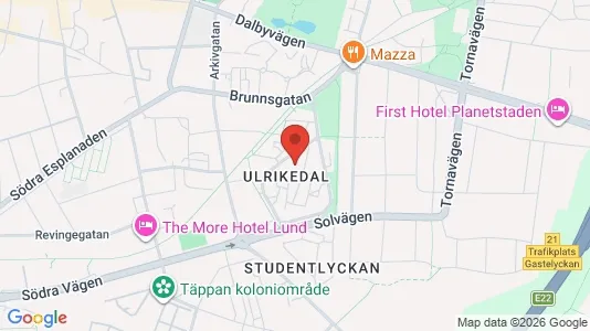 Rooms for rent i Lund - kort over placeringen