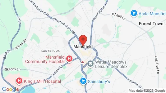 Apartments for rent i Mansfield - Nottinghamshire - kort over placeringen