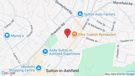 Apartments for rent i Sutton-in-Ashfield - Nottinghamshire - kort over placeringen