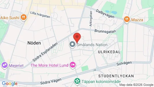 Rooms for rent i Lund - kort over placeringen