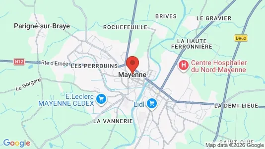 Apartments for rent i Mayenne - kort over placeringen
