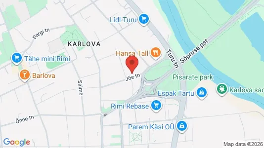 Apartments for rent i Tartu - kort over placeringen