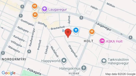 Apartments for rent i Reykjavík Hlíðar - kort over placeringen