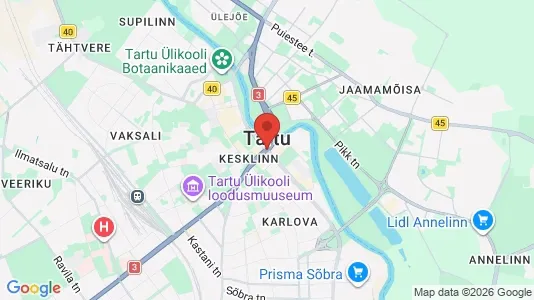 Apartments for rent i Tartu - kort over placeringen