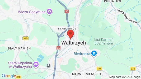 Apartments for rent i Wałbrzych - kort over placeringen