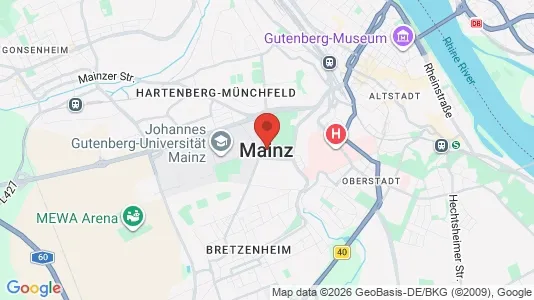 Apartments for rent i Mainz - kort over placeringen