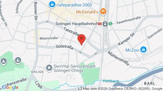 Apartments for rent i Solingen - kort over placeringen