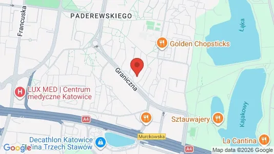 Apartments for rent i Katowice - kort over placeringen
