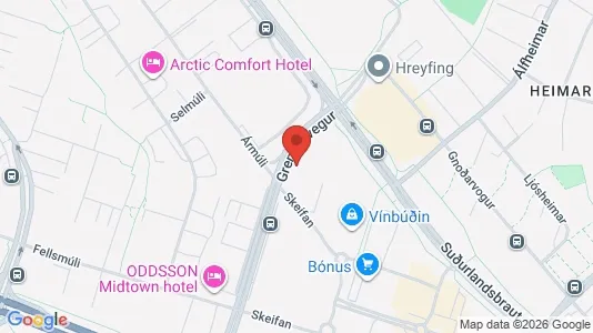 Apartments for rent i Reykjavík Háaleiti - kort over placeringen