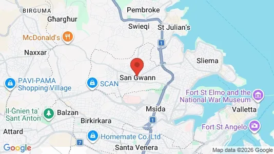 Apartments for rent i San Ġwann - kort over placeringen
