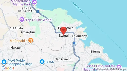 Apartments for rent i Swieqi - kort over placeringen