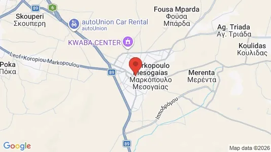 Houses for rent i Markopoulo Mesogaias - kort over placeringen