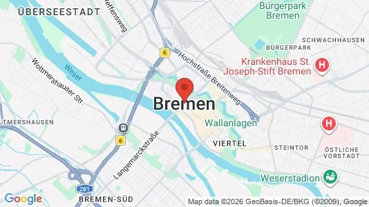 Apartments for rent i Bremen - kort over placeringen