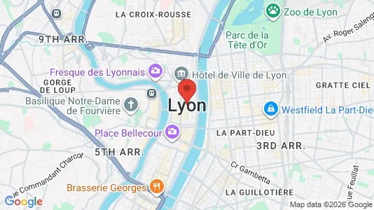 Apartments for rent i Lyon - kort over placeringen