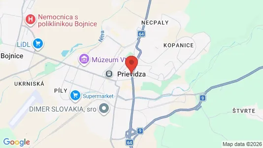 Apartments for rent i Prievidza - kort over placeringen