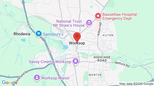 Apartments for rent i Worksop - Nottinghamshire - kort over placeringen
