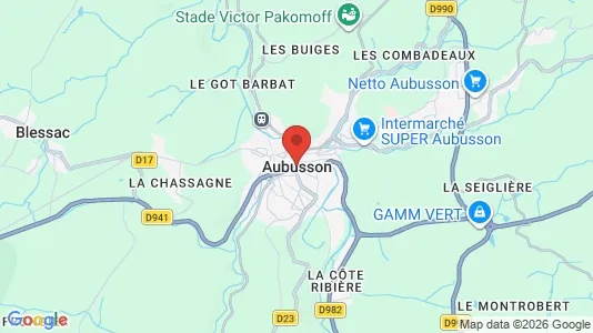 Apartments for rent i Aubusson - kort over placeringen