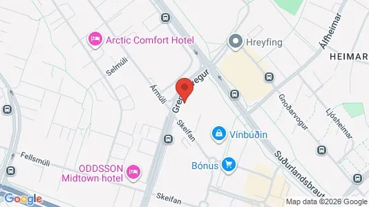 Apartments for rent i Reykjavík Háaleiti - kort over placeringen