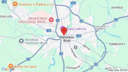 Apartments for rent i Havlíčkův Brod - kort over placeringen