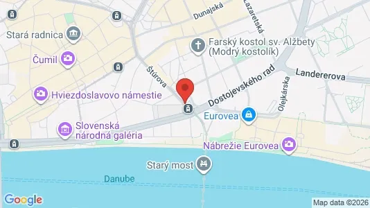 Apartments for rent i Bratislava Staré Mesto - kort over placeringen