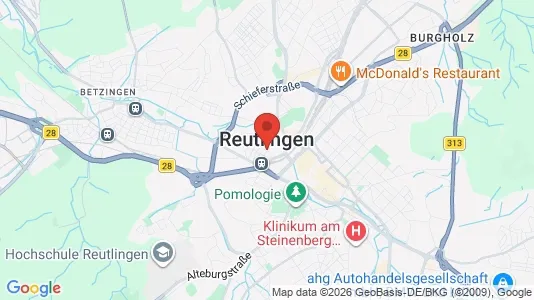 Apartments for rent i Reutlingen - kort over placeringen