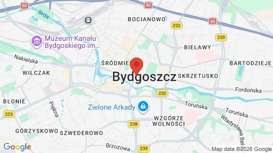 Apartments for rent i Bydgoszcz - kort over placeringen