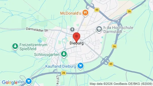 Apartments for rent i Darmstadt-Dieburg - kort over placeringen