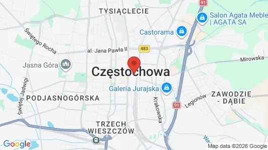 Apartments for rent i Częstochowa - kort over placeringen