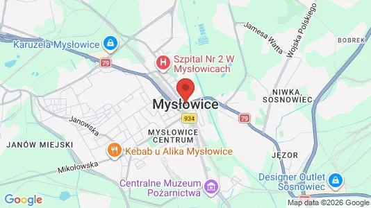 Apartments for rent i Mysłowice - kort over placeringen