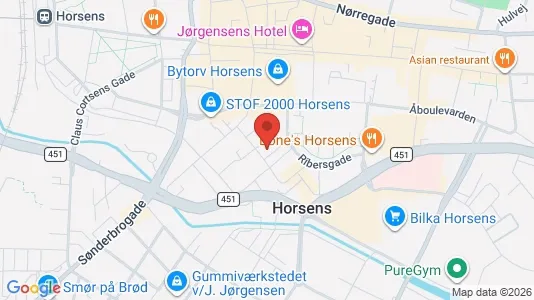 Apartments for rent i Horsens - kort over placeringen