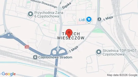 Apartments for rent i Częstochowa - kort over placeringen