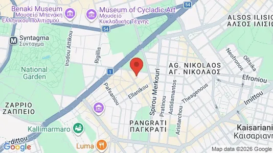 Apartments for rent i Athens Pagrati - kort over placeringen
