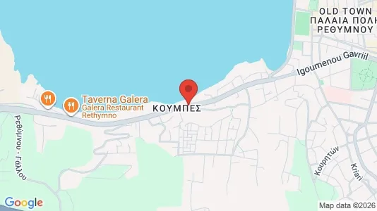 Apartments for rent i Rethymno - kort over placeringen