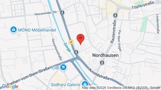 Apartments for rent i Nordhausen - kort over placeringen