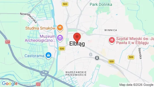 Apartments for rent i Elbląg - kort over placeringen