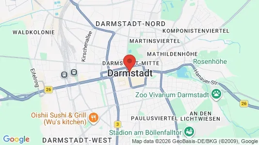 Apartments for rent i Darmstadt - kort over placeringen