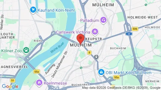 Apartments for rent i Cologne Mülheim - kort over placeringen