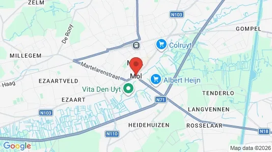 Apartments for rent i Mol - kort over placeringen