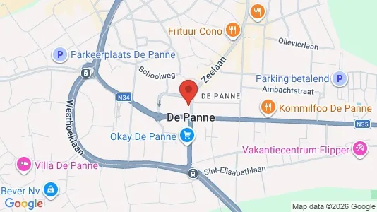 Apartments for rent i De Panne - kort over placeringen