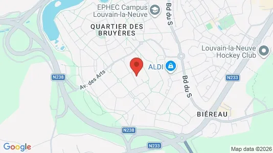 Apartments for rent i Ottignies-Louvain-la-Neuve - kort over placeringen