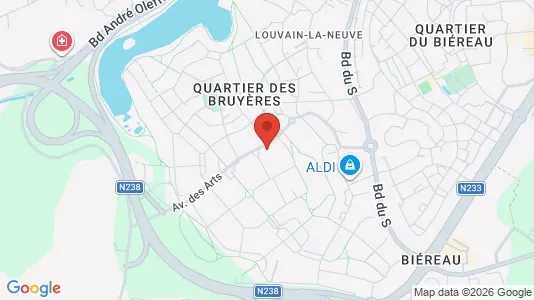 Apartments for rent i Ottignies-Louvain-la-Neuve - kort over placeringen