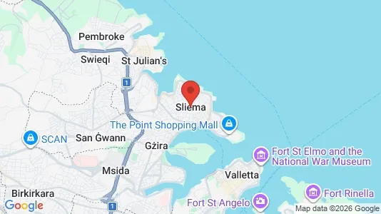 Apartments for rent i Sliema - kort over placeringen