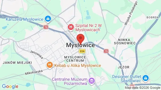 Apartments for rent i Mysłowice - kort over placeringen