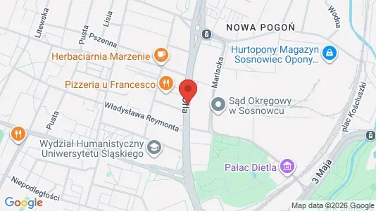 Rooms for rent i Sosnowiec - kort over placeringen