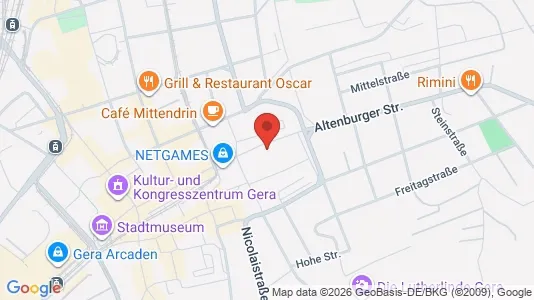 Apartments for rent i Gera - kort over placeringen