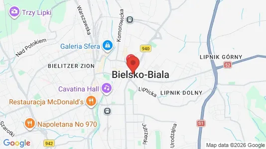 Apartments for rent i Bielsko-Biała - kort over placeringen