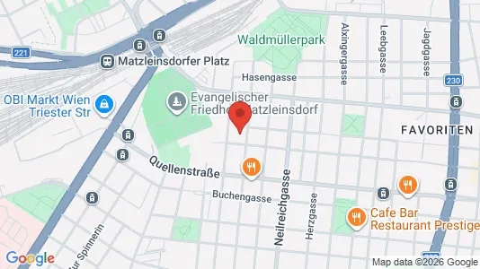 Apartments for rent i Vienna Favoriten - kort over placeringen