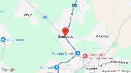 Apartments for rent i Šenkovec - kort over placeringen
