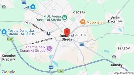Apartments for rent i Dunajská Streda - kort over placeringen